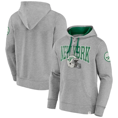 Sweat à capuche fanatiques gris chiné pour hommes New York Jets Label Maker