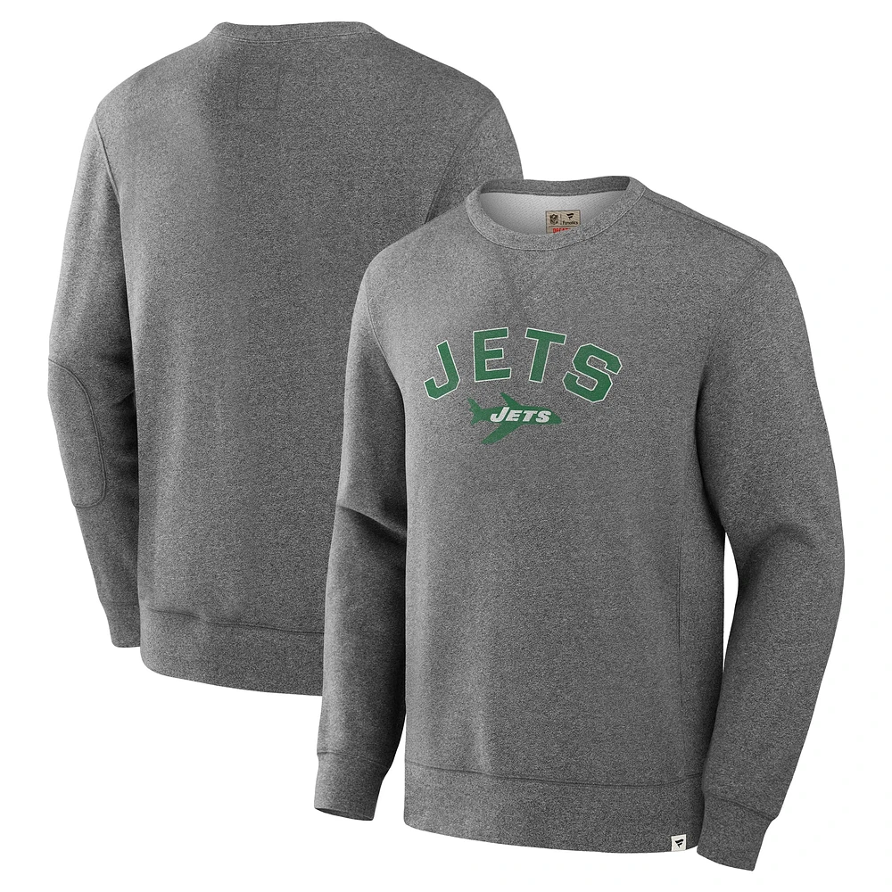 Men's Fanatics  Heather Gray New York Jets Loop Terry Pullover Sweatshirt