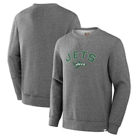 Men's Fanatics  Heather Gray New York Jets Loop Terry Pullover Sweatshirt