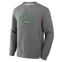 Men's Fanatics  Heather Gray New York Jets Loop Terry Pullover Sweatshirt