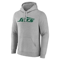 Sweat à capuche avec logo principal des New York Jets Fanatics Heather Grey pour hommes