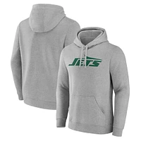 Sweat à capuche avec logo principal des New York Jets Fanatics Heather Grey pour hommes