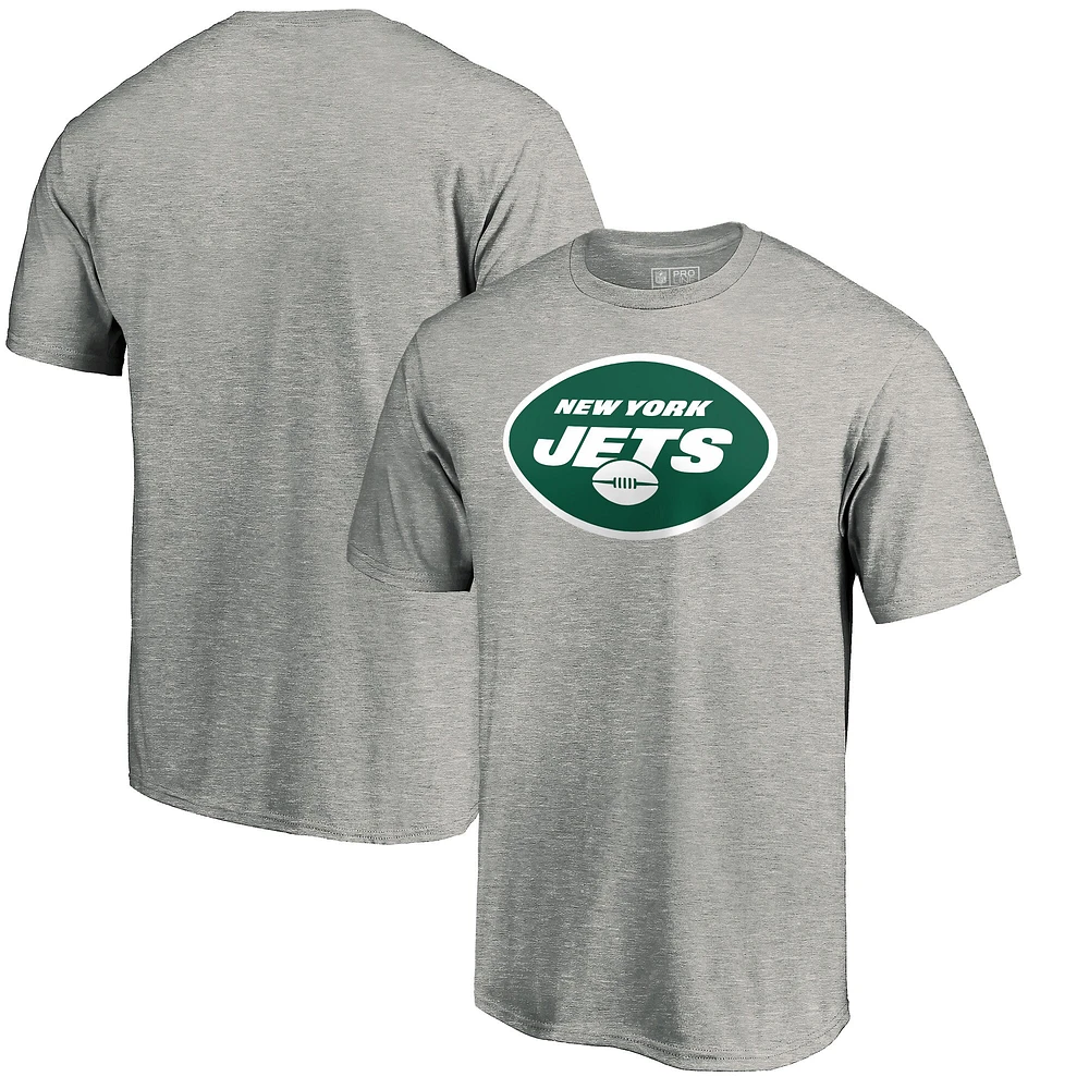 T-shirt Fanatics gris chiné pour homme avec logo principal des New York Jets