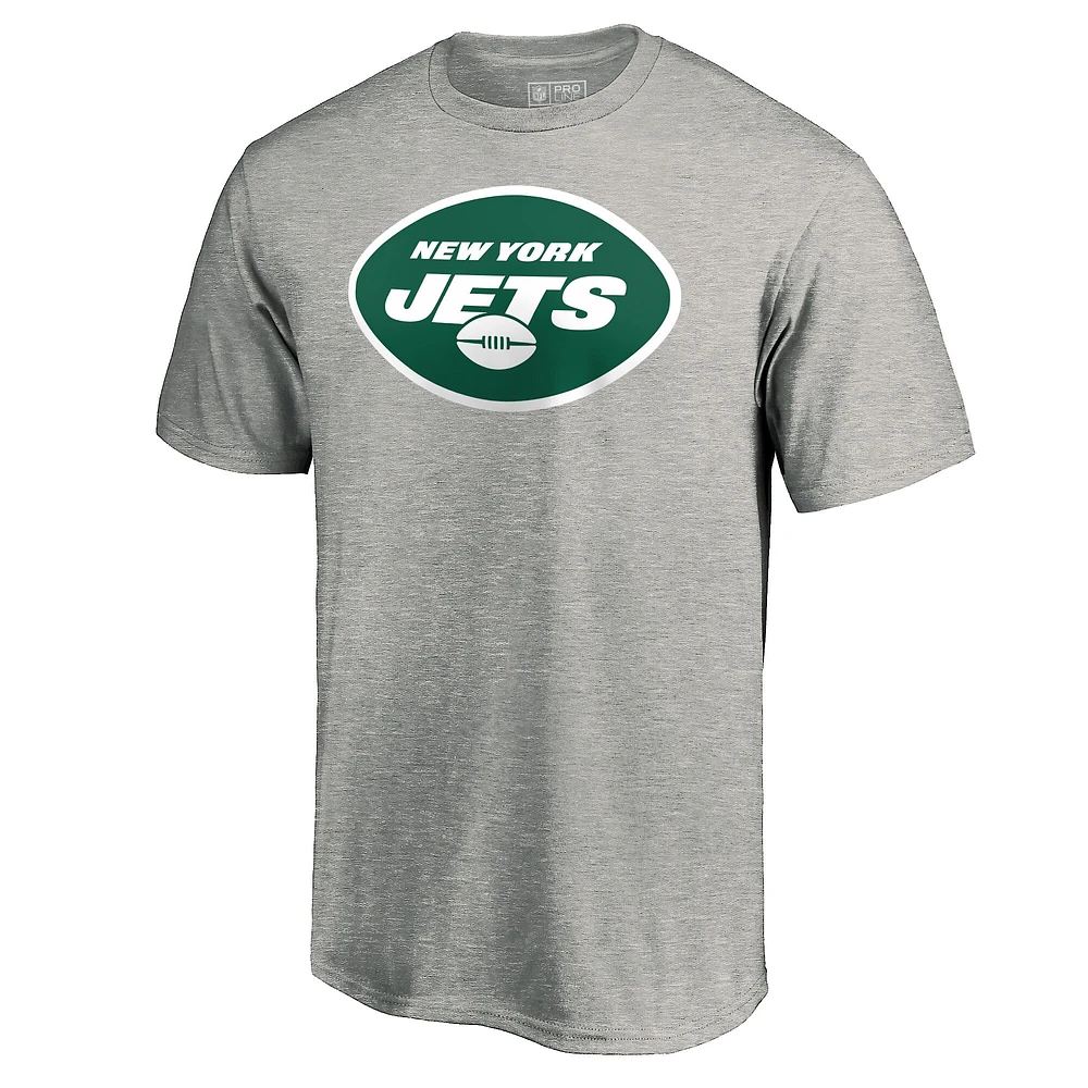 T-shirt Fanatics gris chiné pour homme avec logo principal des New York Jets