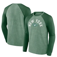 Men's Fanatics Heather Green New York Jets Arc Away Tri-Blend Long Sleeve T-Shirt