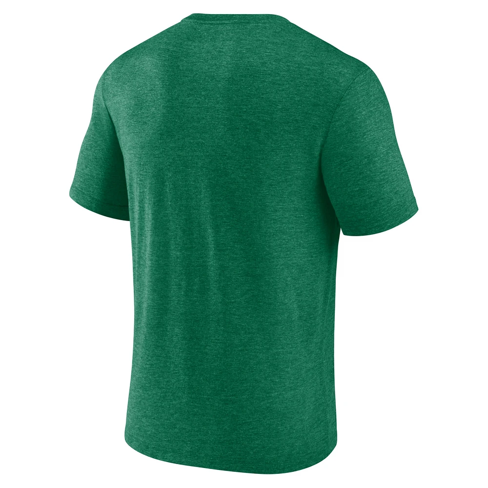 Men's Fanatics Heather Green New York Jets Official Retro Tri-Blend T-Shirt