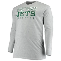 Men's Fanatics Heathered Gray New York Jets Big & Tall Practice Long Sleeve T-Shirt