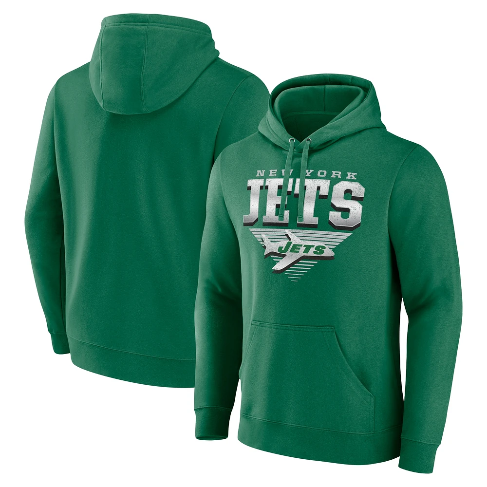 Men's Fanatics Kelly Green New York Jets Geometric Chrome Pullover Hoodie