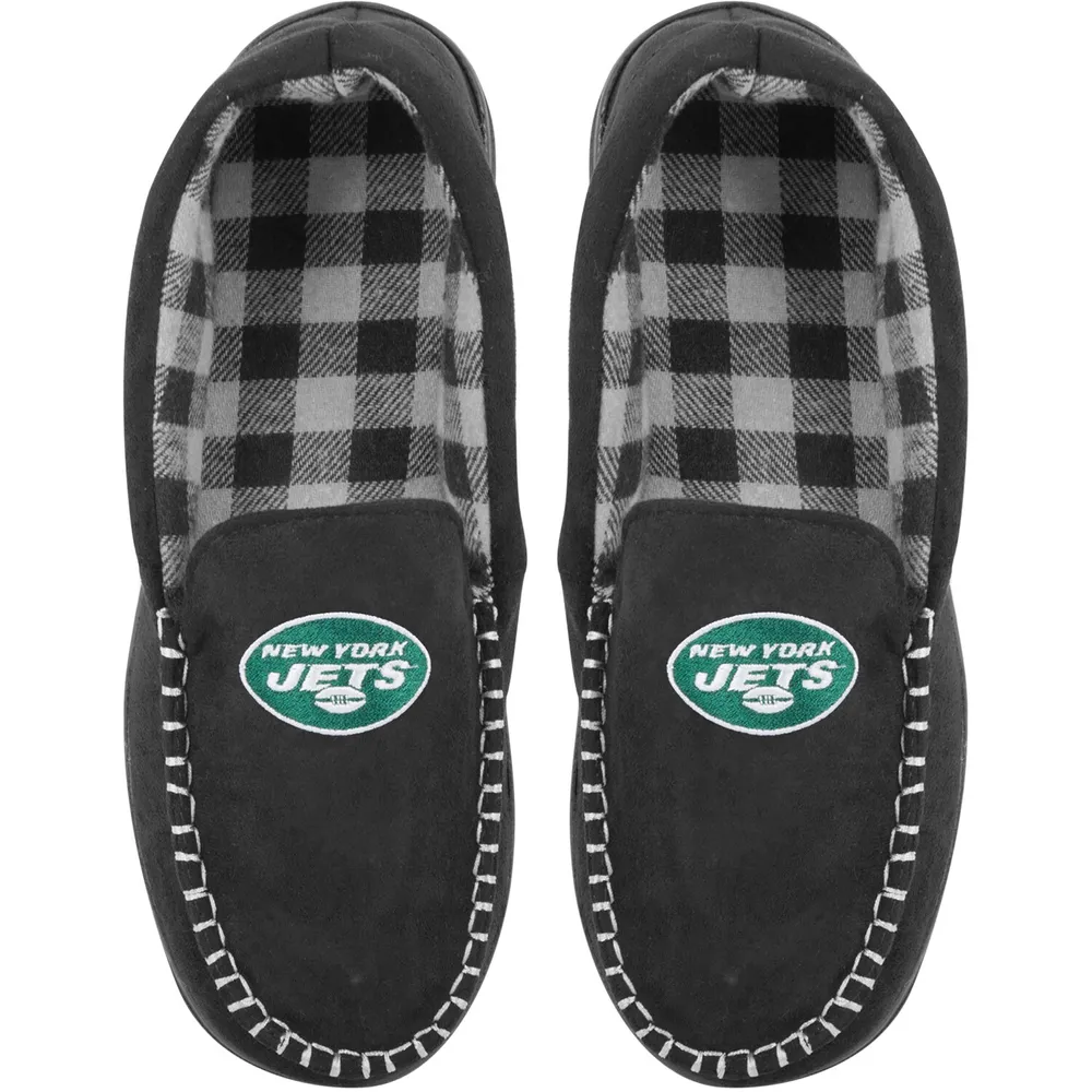 Lids New York Jets FOCO Team Logo Flannel Moccasin Slippers