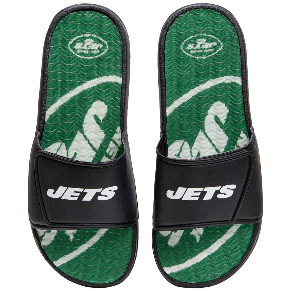 New York Jets FOCO Wordmark Gel Slide Sandals