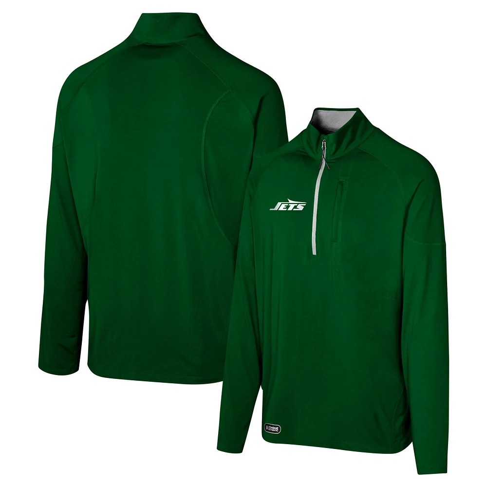 Men's Green New York Jets Grind Iron Quarter-Zip Top