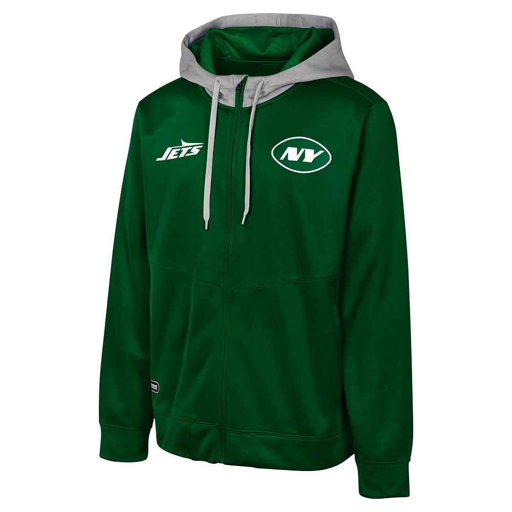 Men's Green New York Jets Replay Fashion Graphic Full-Zip Hoodie Jacket