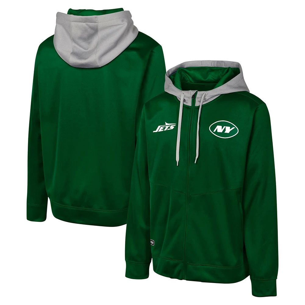 Men's Green New York Jets Replay Fashion Graphic Full-Zip Hoodie Jacket