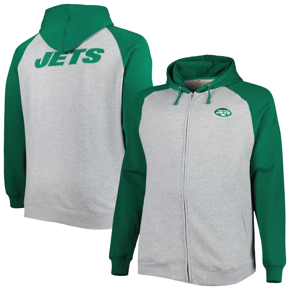 Lids New York Jets Big & Tall Fleece Raglan Full-Zip Hoodie Jacket -  Heather Gray