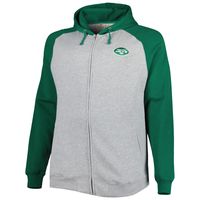 Men's Heather Gray New York Jets Big & Tall Fleece Raglan Full-Zip Hoodie Jacket