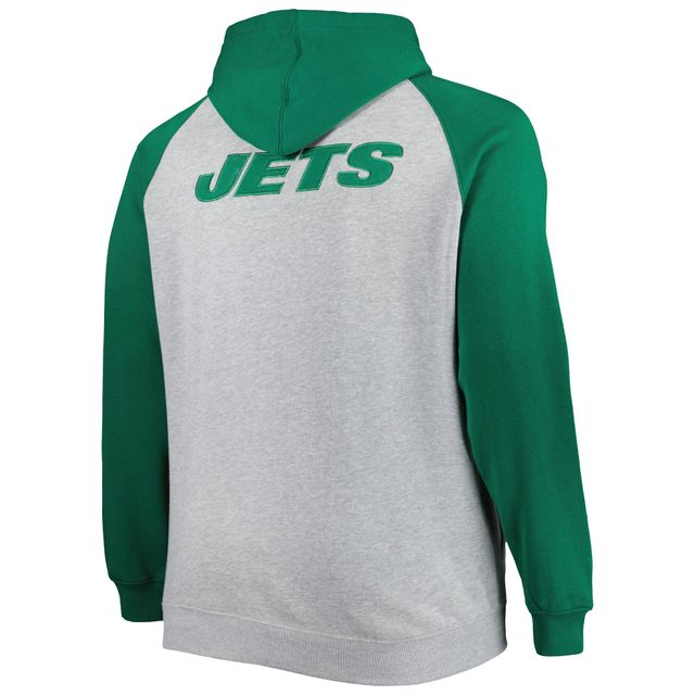 Veste à capuche et glissière pleine longueur en polaire New York Jets Big & Tall pour homme, gris chiné