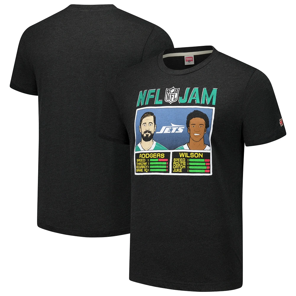 Men's Homage Aaron Rodgers & Garrett Wilson Black New York Jets NFL Jam Tri-Blend T-Shirt