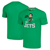 Men's Homage Aaron Rodgers Heathered Green New York Jets Caricature Player Tri-Blend T-Shirt