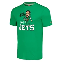 T-shirt à trois mélanges pour hommes, hommage Aaron Rodgers, vert chiné, joueur de caricature des New York Jets