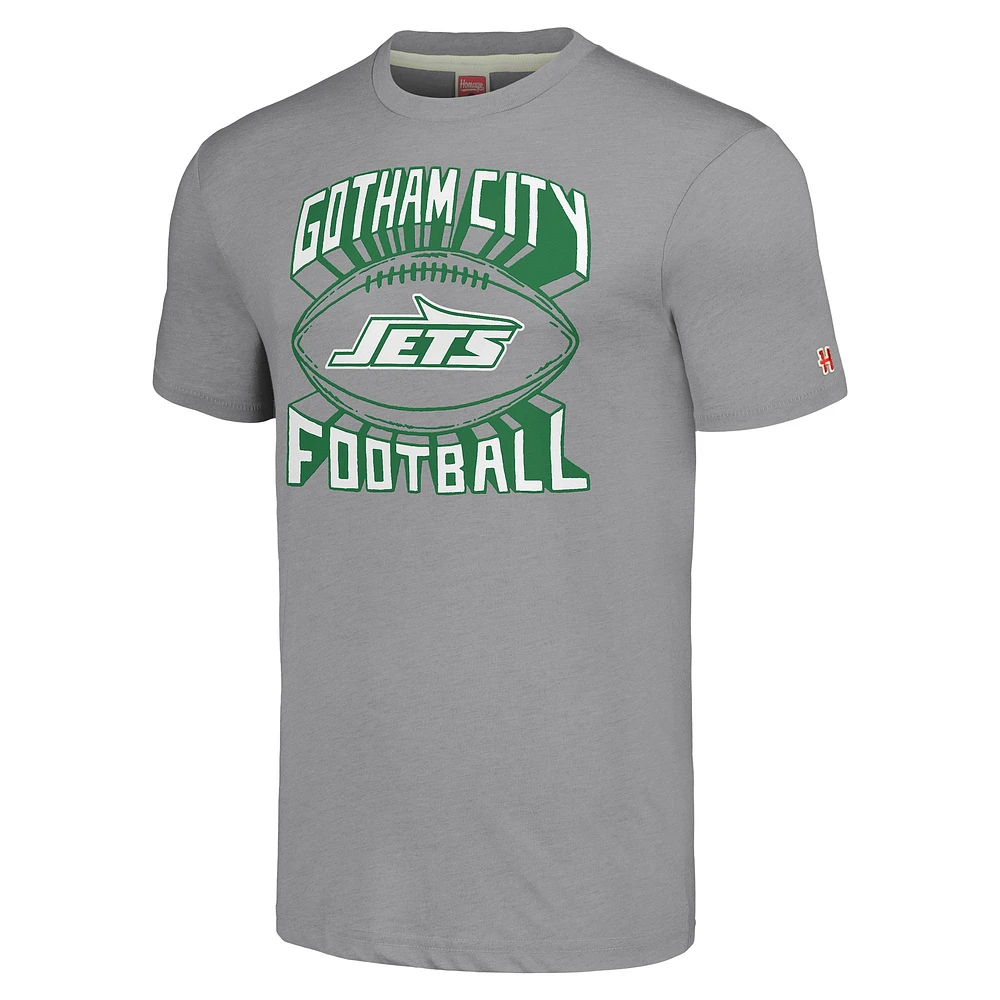 Men's Homage Gray New York Jets Hyper Local Tri-Blend T-Shirt