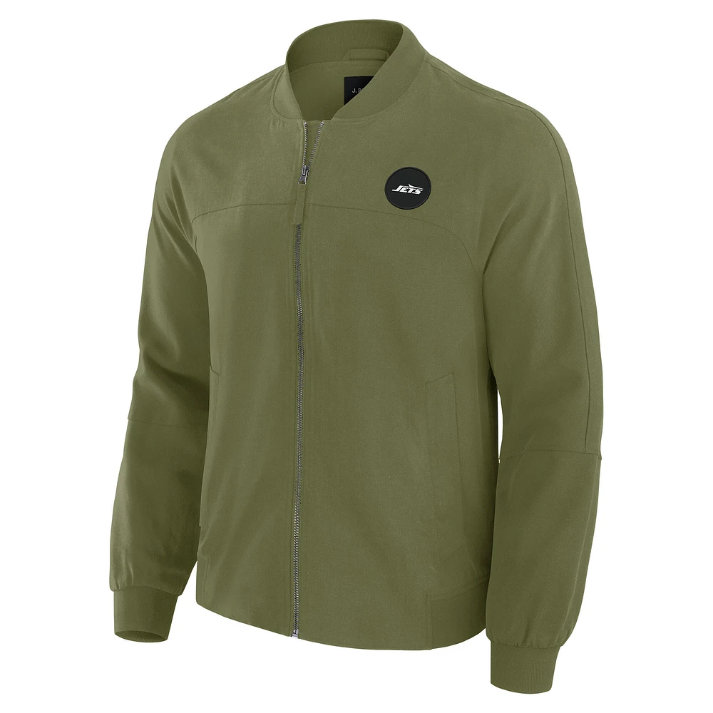 Veste légère à fermeture éclair complète J. Palmer Olive New York Jets Cover-4 Tri-Blend pour homme