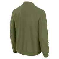 Veste légère à fermeture éclair complète J. Palmer Olive New York Jets Cover-4 Tri-Blend pour homme