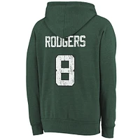 Men's Majestic Threads Aaron Rodgers Green New York Jets Name & Number Pullover Hoodie