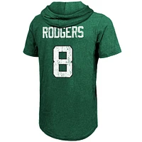 Men's Majestic Threads Aaron Rodgers Green New York Jets Player Name & Number Tri-Blend Slim Fit Hoodie T-Shirt