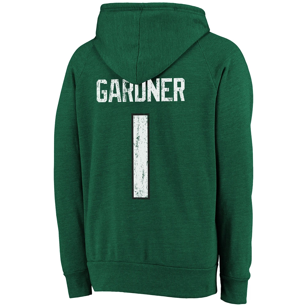 Majestic Threads Ahmad Sauce Gardner Green New York Jets Nom et numéro Pull à capuche tri-mélange pour hommes