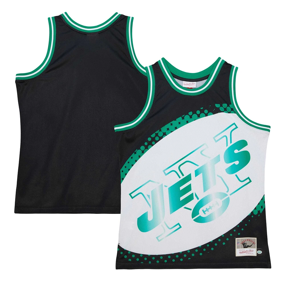 Men's Mitchell & Ness Black New York Jets Big Face 7.0 Fashion Tank Top