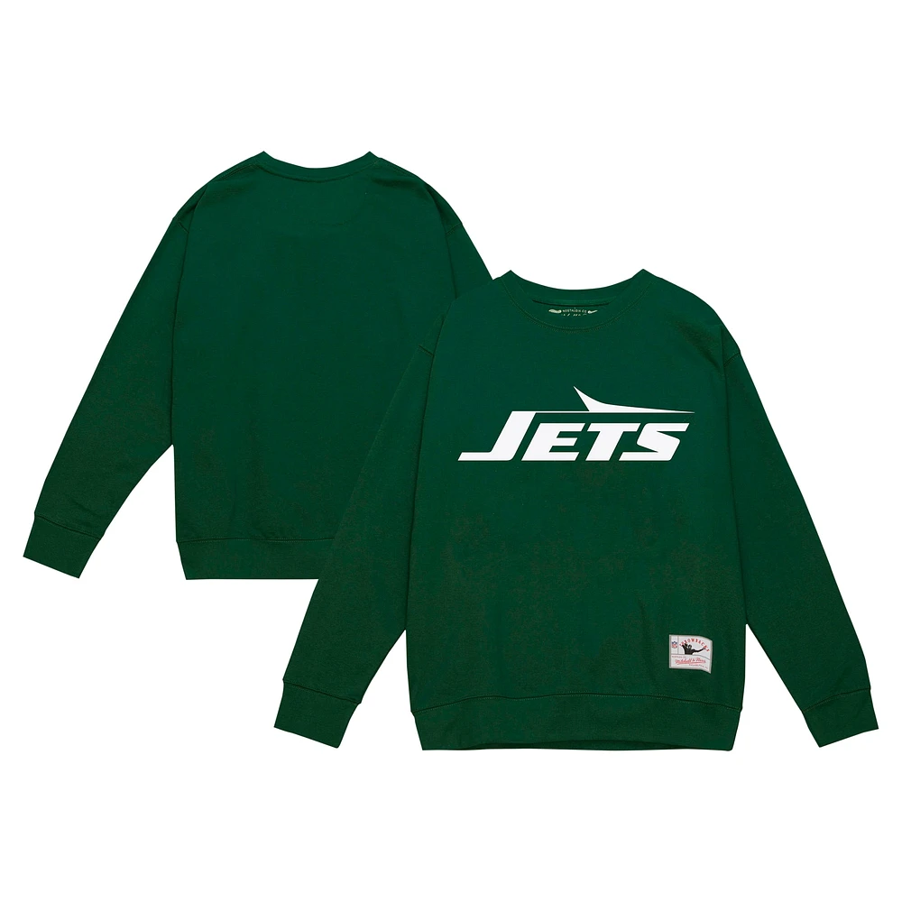 Men's Mitchell & Ness Dark Green New York Jets Basic Fleece Pullover Sweatshirt