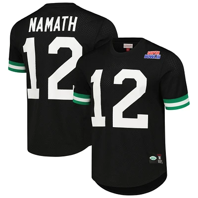 Haut en maille noir pour homme avec nom et numéro de joueur retraité des New York Jets Joe Namath Mitchell & Ness