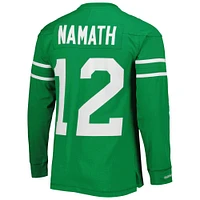 Haut à manches longues pour homme Mitchell & Ness Joe Namath Kelly Green New York Jets Throwback Retired Player Name Number