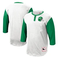 Men's Mitchell & Ness  White New York Jets Legacy Slub Henley 3/4 Sleeve T-Shirt