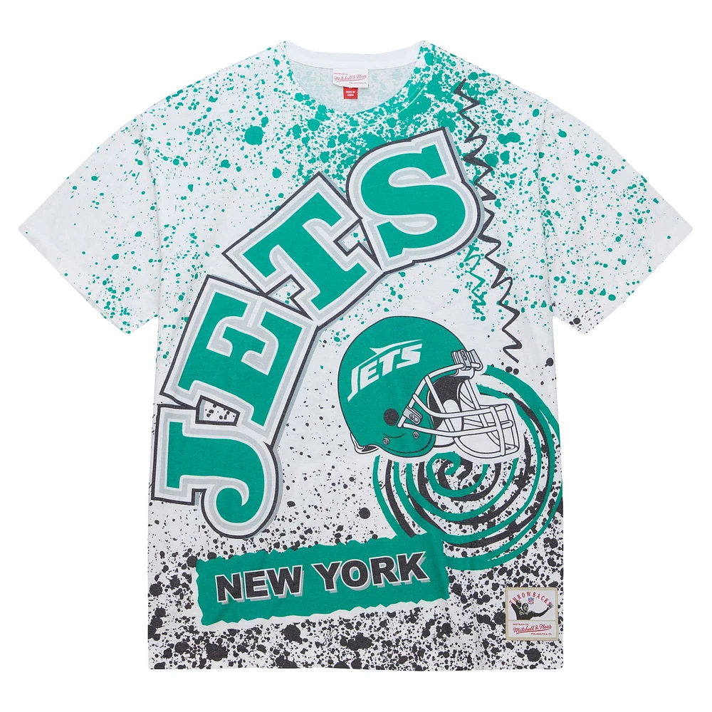 T-shirt sublimé blanc New York Jets Team Burst de Mitchell & Ness pour hommes