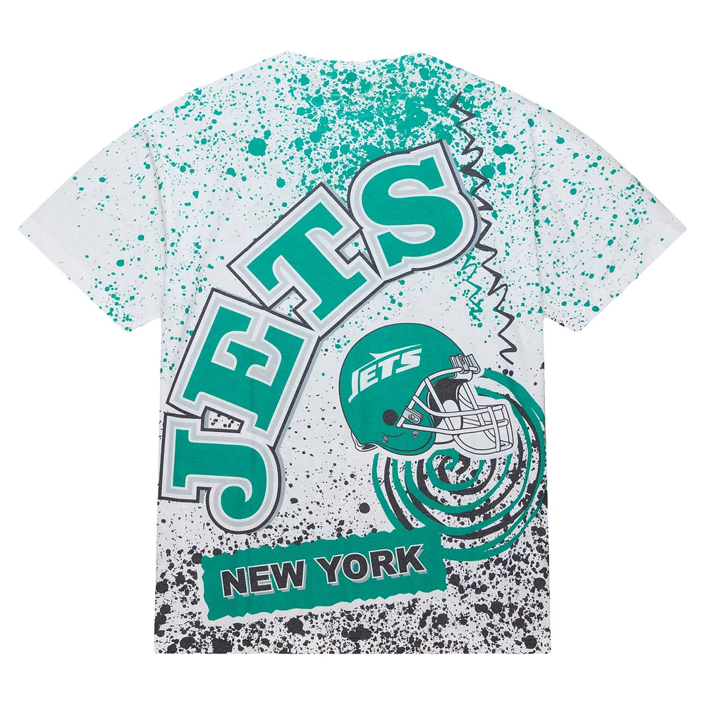 Men's Mitchell & Ness White New York Jets Team Burst Sublimated T-Shirt