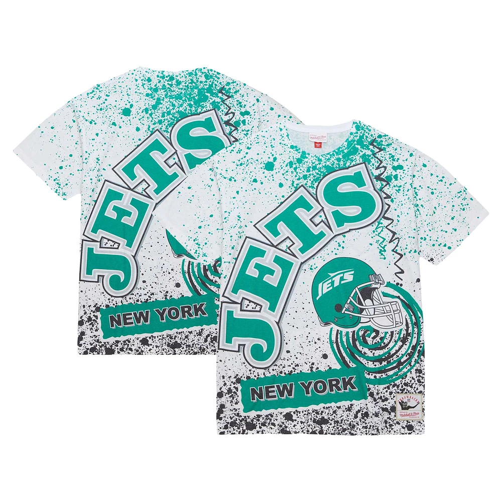 Men's Mitchell & Ness White New York Jets Team Burst Sublimated T-Shirt