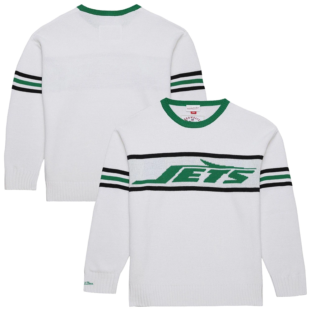 Pull-over blanc Mitchell & Ness New York Jets Throwback 1984 pour homme