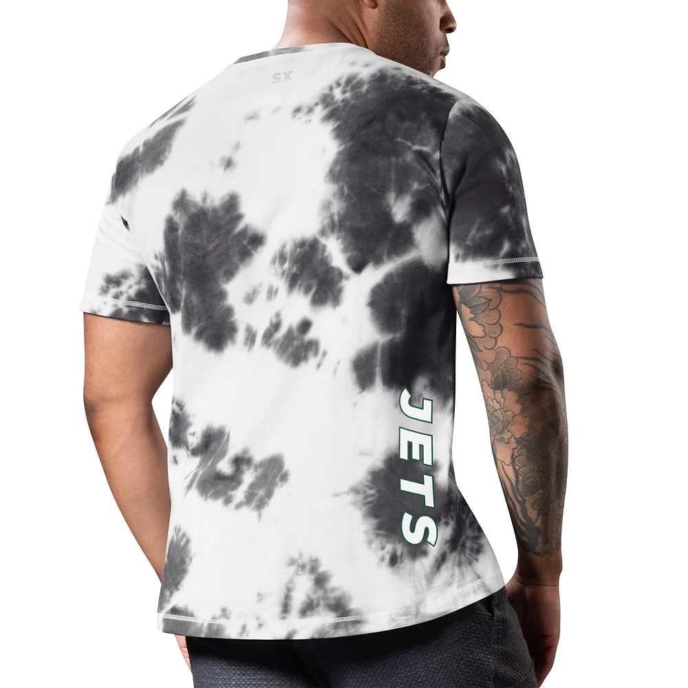 Men's MSX by Michael Strahan Black New York Jets Freestyle Tie-Dye T-Shirt