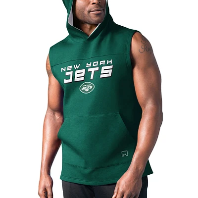 T-shirt à capuche sans manches MSX by Michael Strahan pour hommes, vert New York Jets Captain