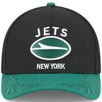 Casquette ajustable New Era 9FORTY A-Frame M-Crown pour homme, noire/verte, des New York Jets, draft NFL 2025