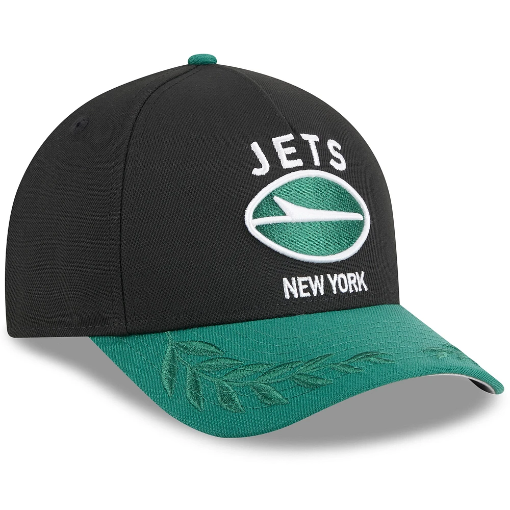 Casquette ajustable New Era 9FORTY A-Frame M-Crown pour homme, noire/verte, des New York Jets, draft NFL 2025