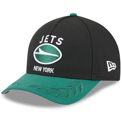 Casquette ajustable New Era 9FORTY A-Frame M-Crown pour homme, noire/verte, des New York Jets, draft NFL 2025