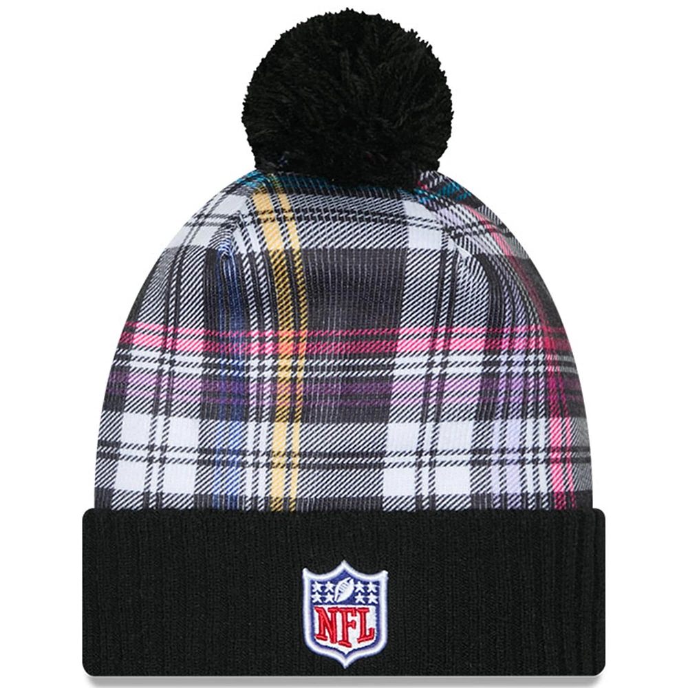 Bonnet en tricot à revers avec pompon NFL Crucial Catch 2024 New Era pour homme, noir, New York Jets