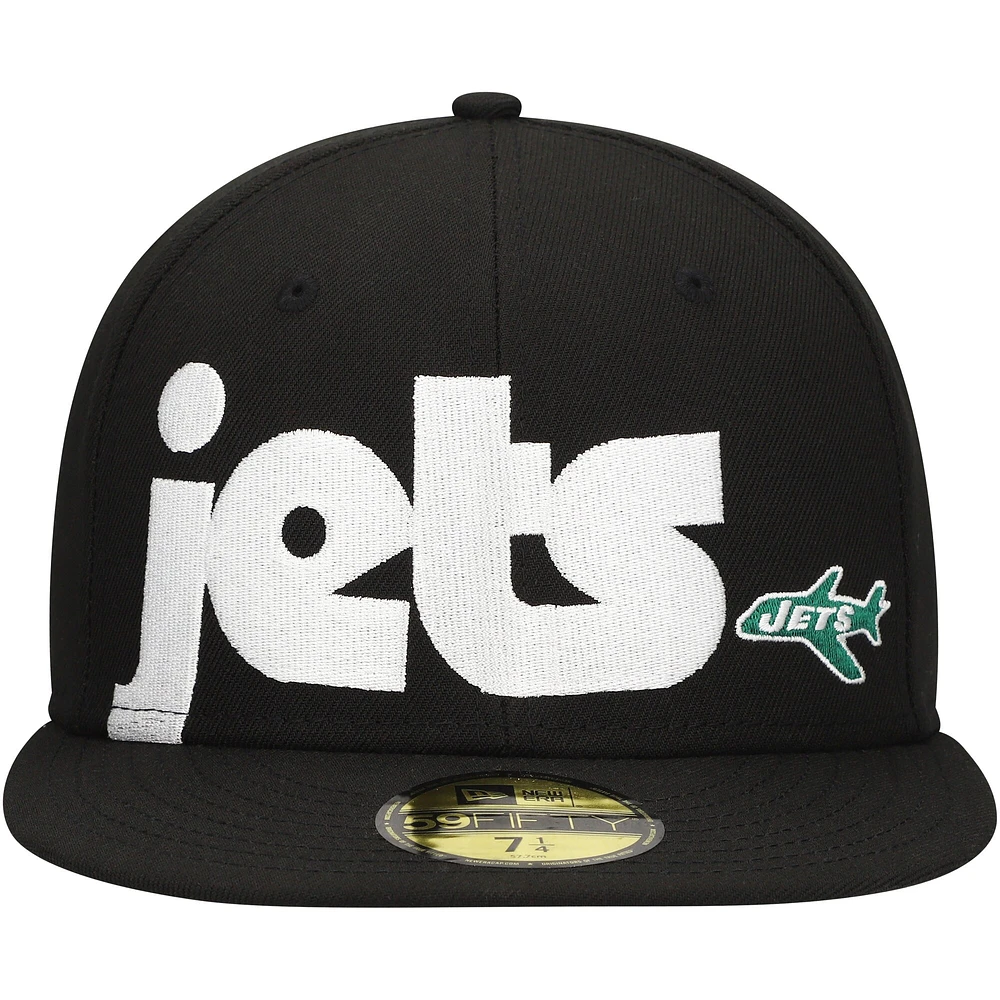 Casquette ajustée 59FIFTY à carreaux New Era pour hommes, noire, York Jets