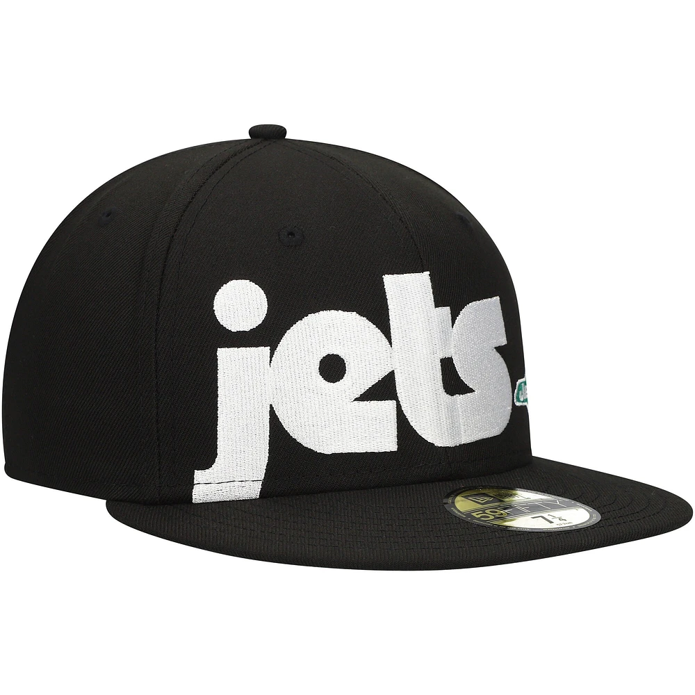 Casquette ajustée 59FIFTY à carreaux New Era pour hommes, noire, York Jets