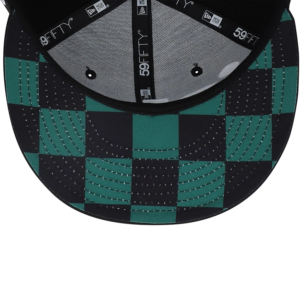 Casquette ajustée 59FIFTY à carreaux New Era pour hommes, noire, York Jets