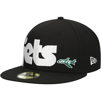 Casquette ajustée 59FIFTY à carreaux New Era pour hommes, noire, York Jets