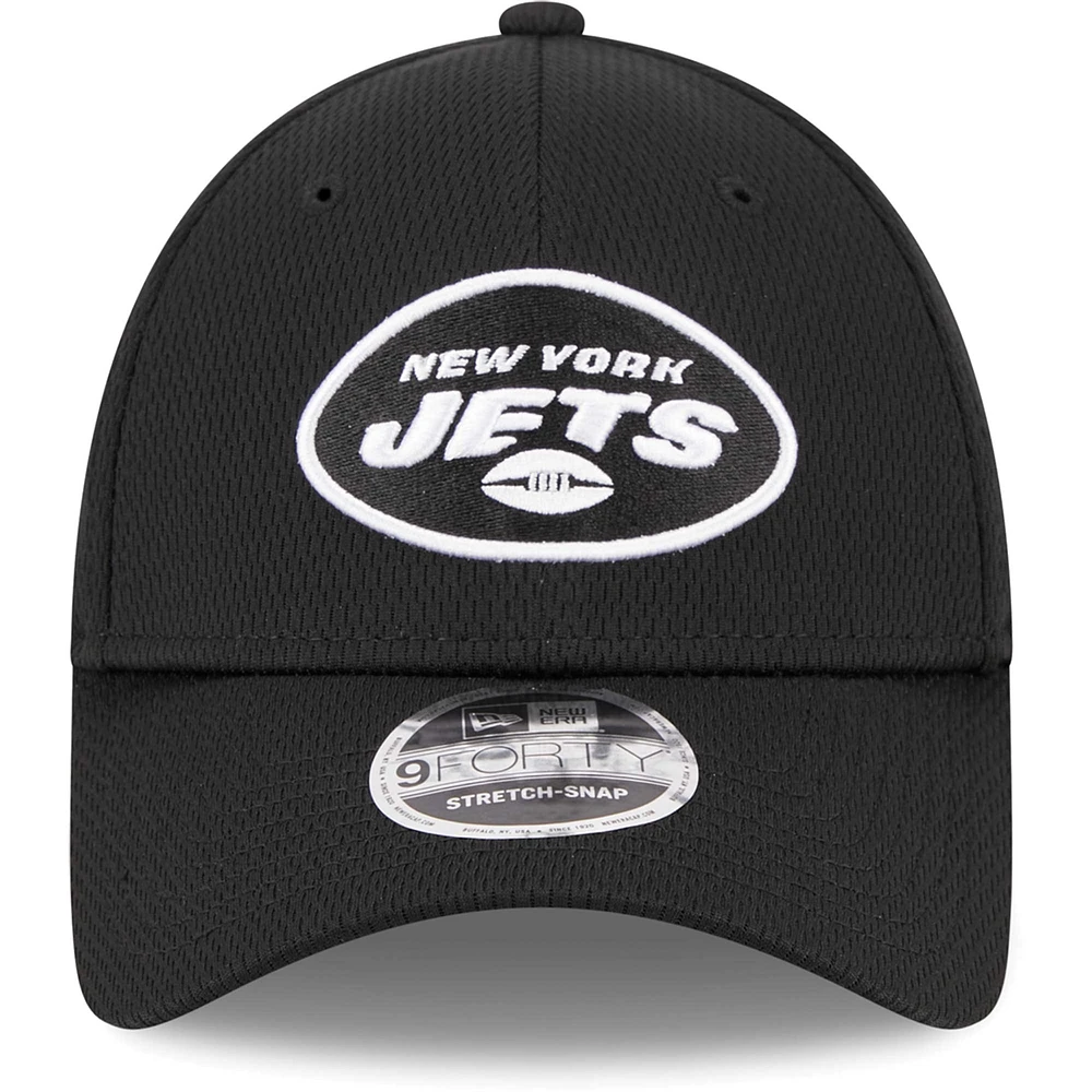 Casquette réglable New Era noire New York Jets Main B-Dub 9FORTY pour hommes