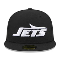 Casquette ajustée New Era noire York Jets Omaha 59FIFTY pour hommes